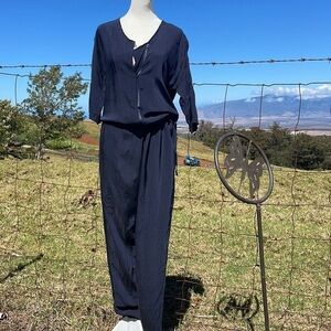 HUMANOID Drapey Blue Short Sleeve Cupro Rayon Jumpsuit Small